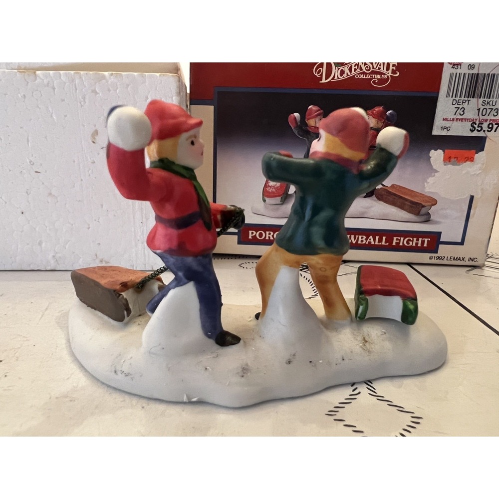Lemax Dickensvale 1992 Snowball Fight Figurine  #23050, Retired In Original Box
